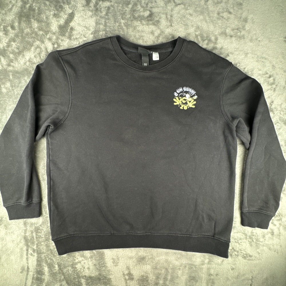 Disney Mickey Mouse Sweater XL Black Oh Gosh 28 Crew Neck Pullover